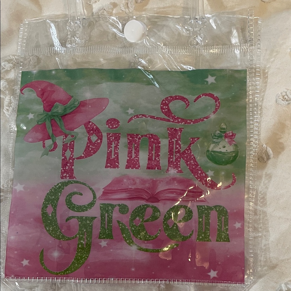 20 Pink and Green wicked themed Party Favor Bags with handles new snaps closed